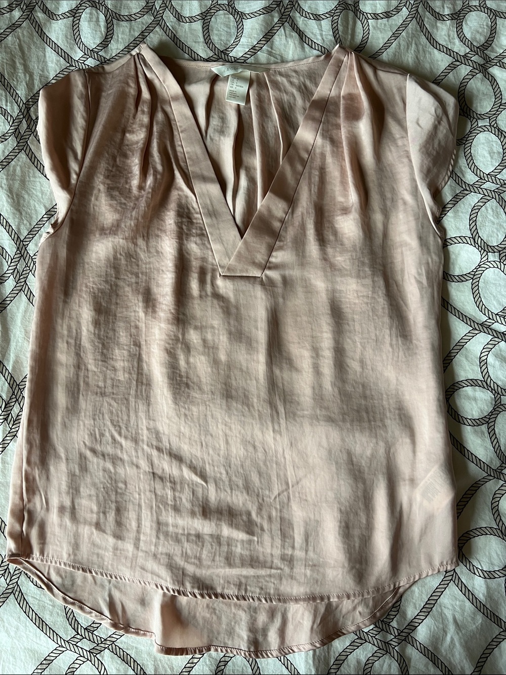 Women's V-Neck Cap Sleeve Blouse - Light Blush